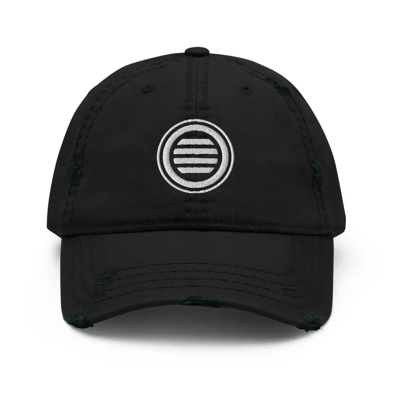 Distressed cap with white logo